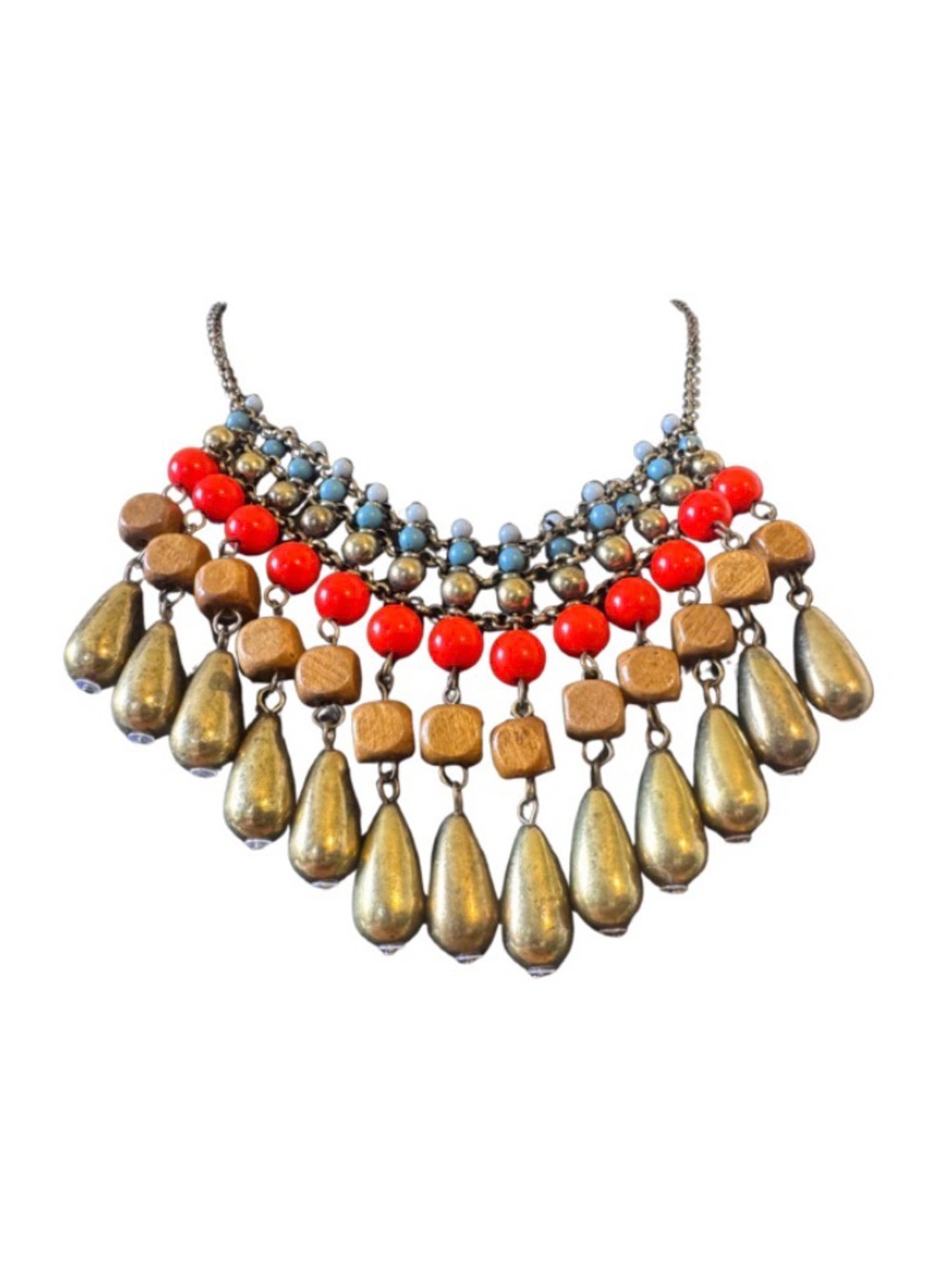 red and gold statement necklace